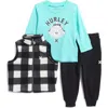 Hurley Babies'  Polar Fleece Vest, Long Sleeve T-shirt & Joggers Set In Black