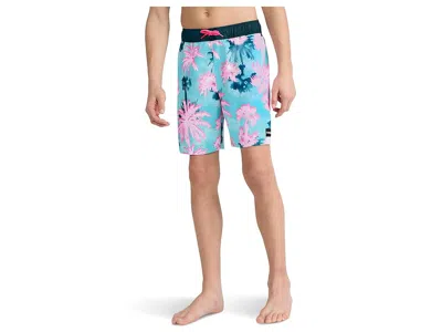 Hurley Pop Color Palm Pull-on Swim Trunks (big Kid) Boy's Swimwear Barracuda : Lg (12 Big Kid), Elastane/po In Blue