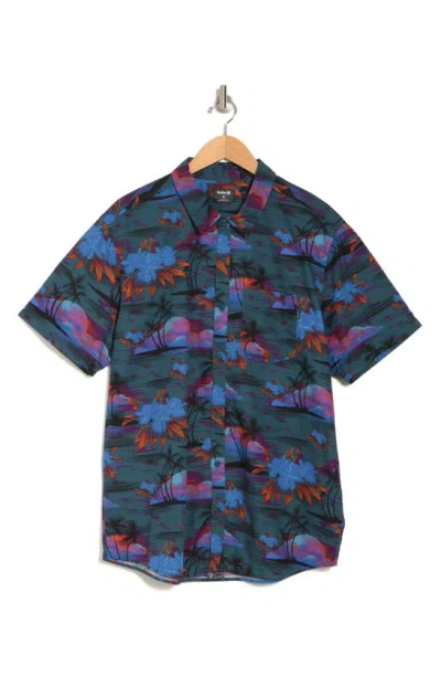 Hurley Print Cotton Button-up Shirt In Nightshadw