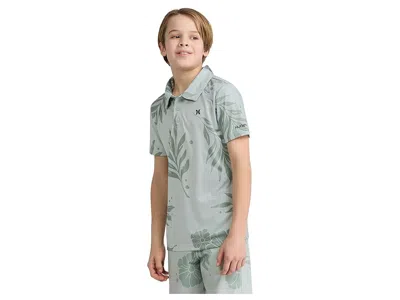 Hurley Printed Belmont Polo (big Kid) Boy's T Shirt Aqua Grey : Md (10/12 Big Kid), Polyester In Gray