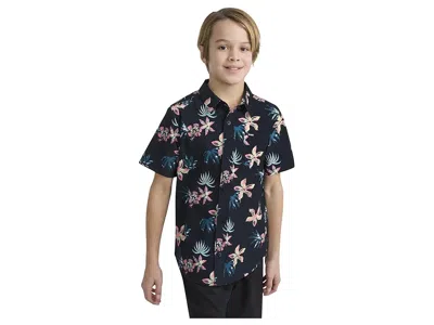 Hurley Printed Button-down Shirt (big Kid) Boy's Clothing Black : Lg (14/16 Big Kid), Elastane/polyester