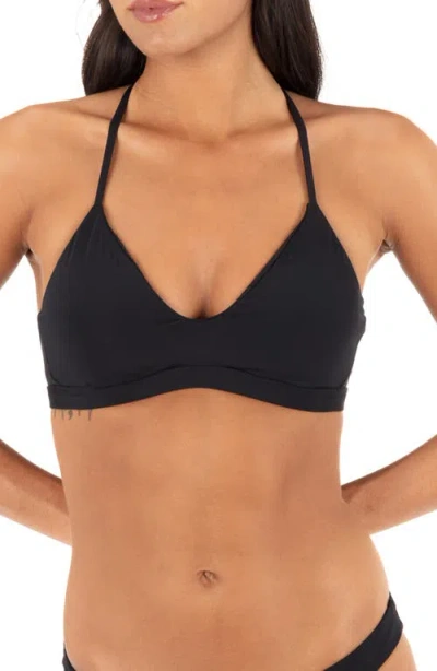 Hurley Racerback Bikini Top In Black