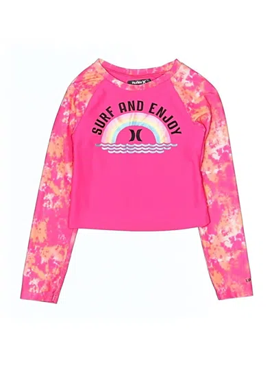 Pre-owned Hurley Kids'  Rash Guard In Pink