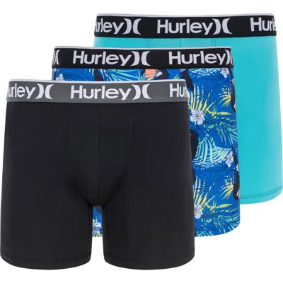 Hurley Regrind 3-pack Boxer Briefs In Blue Combo