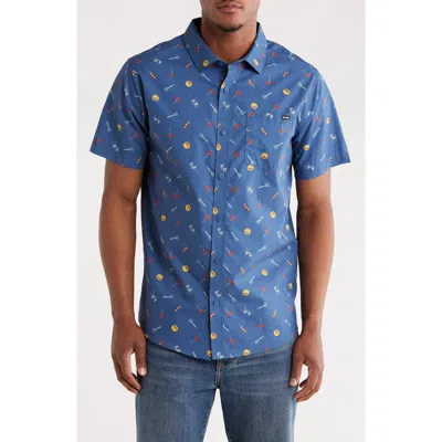 Hurley Regular Fit Bbq Short Sleeve Button-up Shirt In Blue