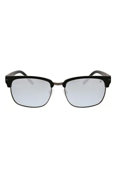 Hurley Retro 56mm Polarized Square Sunglasses In Black