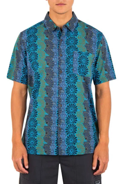 Hurley Rincon Floral Short Sleeve Button-up Shirt In Abyss