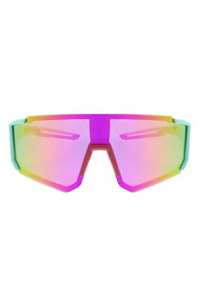 Hurley Semi Rim Polarized Shield Sunglasses In Blue/rainbow