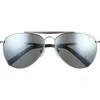 Hurley Shorebreak 60mm Polarized Aviator Sunglasses In Gray