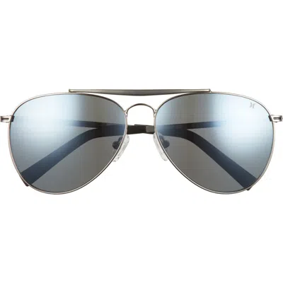 Hurley Shorebreak 60mm Polarized Aviator Sunglasses In Gray