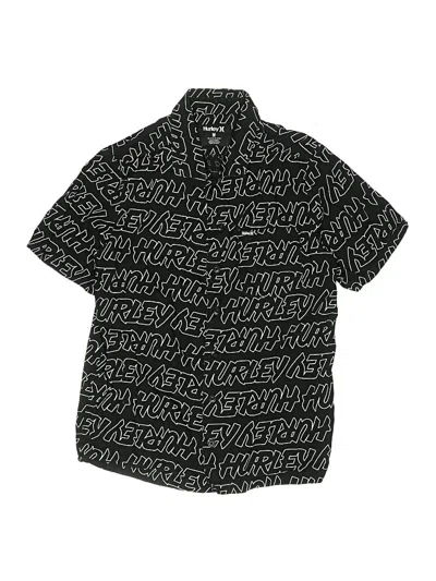 Pre-owned Hurley Kids'  Short Sleeve Button Down Shirt In Black