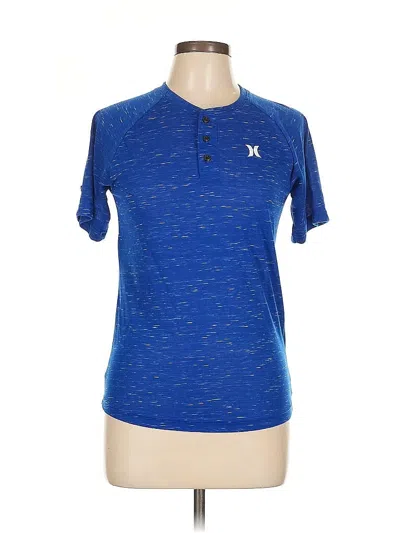 Pre-owned Hurley Short Sleeve Henley Shirt In Blue