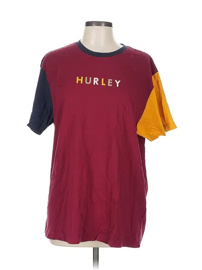 Pre-owned Hurley Short Sleeve Henley Shirt In Burgundy
