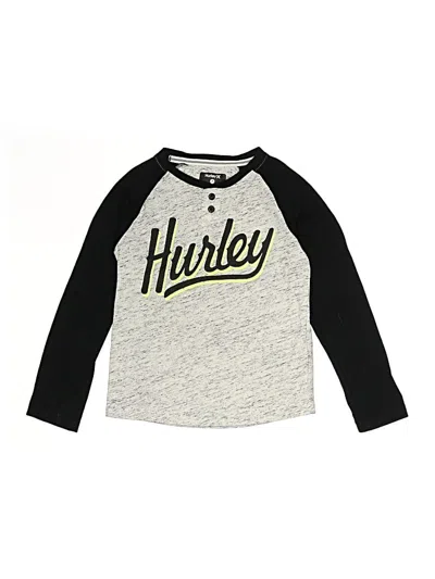 Pre-owned Hurley Kids'  Short Sleeve Henley Shirt In Gray