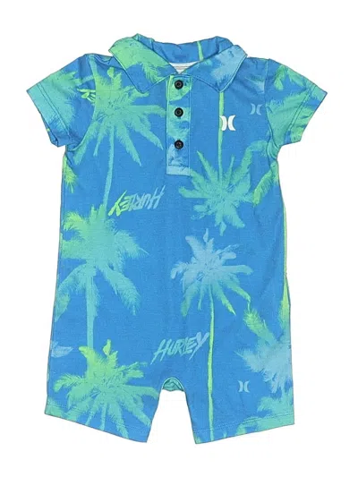 Pre-owned Hurley Babies'  Short Sleeve Onesie In Blue