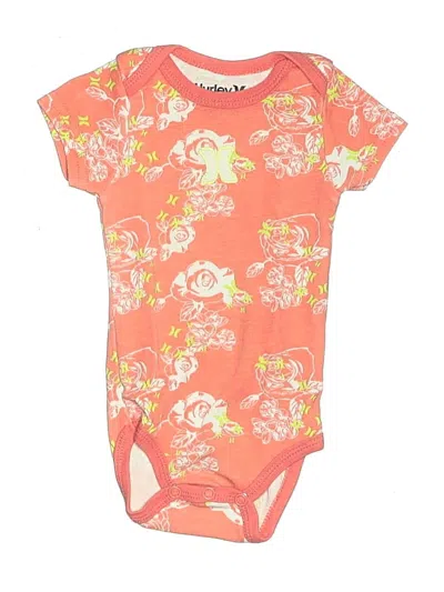 Pre-owned Hurley Babies'  Short Sleeve Onesie In Orange
