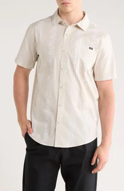 Hurley Short Sleeve Stretch Cotton Button-down Shirt In White