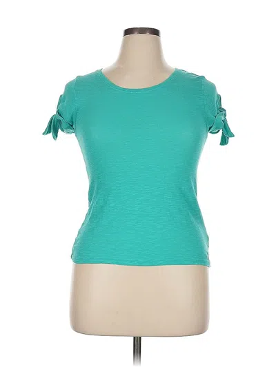 Pre-owned Hurley Short Sleeve Top Teal Sweetheart Neckline Tops In Blue
