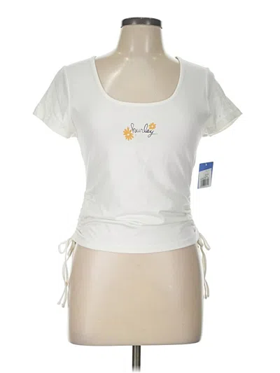 Pre-owned Hurley Short Sleeve Top White Scoop Neck Tops