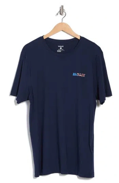 Hurley Shred, White & Blue Cotton Graphic T-shirt