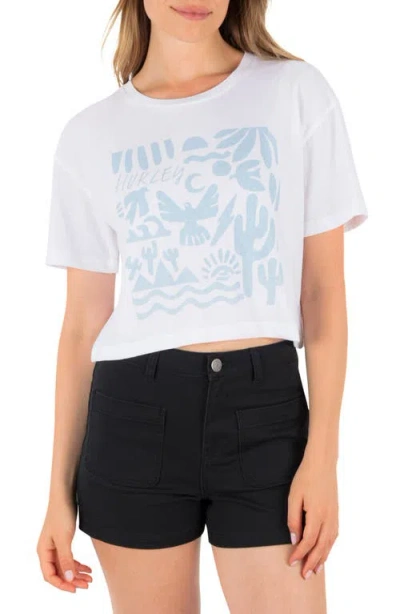 Hurley Siesta Boxy Crop Cotton Graphic T-shirt In White