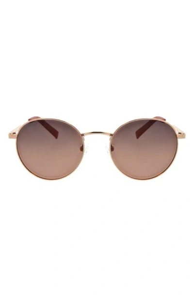 Hurley Small Enamel Accented Round Sunglasses In Rose Gold
