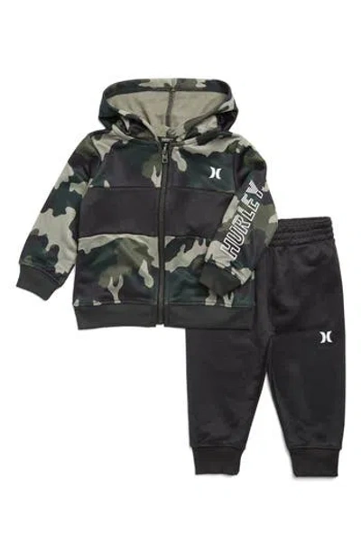 Hurley Babies'  Solar Colorblock Hoodie & Jogger Set In Green
