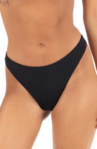 Hurley Solid Tanga Bikini Bottoms In Black