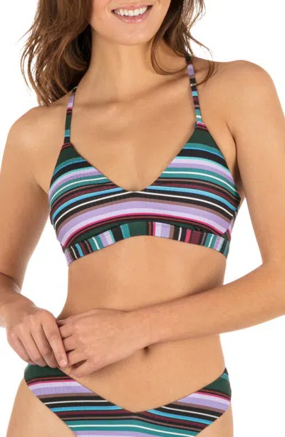 Hurley Stripe Delight Adjustable Bikini Top In Forest Stripe