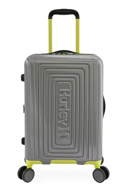 Hurley Suki 21" Hardshell Spinner Suitcase In Light Grey/neon