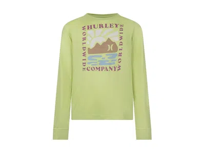 Hurley Sunset Cutout Long Sleeve T-shirts (big Kid) Girl's T Shirt Cool Matcha : Xl (16 Big Kid), Jersey/po In Green