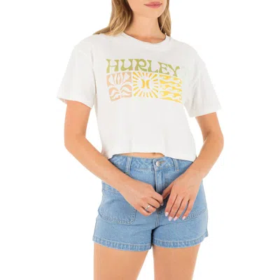Hurley Surf Days Boxy Cotton Crop T-shirt In White
