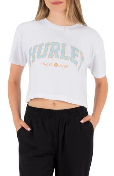 Hurley Surf Hooky Boxy Cropped Graphic Tee In White