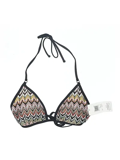 Pre-owned Hurley Swimsuit Top Black Chevron/herringbone Pattern Swimwear