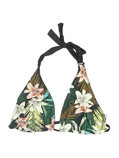Pre-owned Hurley Swimsuit Top Green Tropical Pattern Swimwear