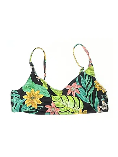 Pre-owned Hurley Swimsuit Top Green Tropical Pattern Swimwear