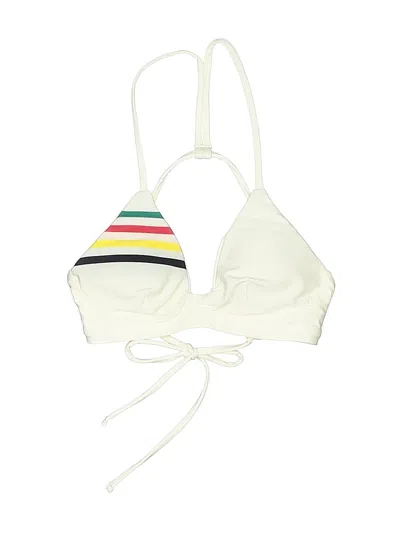 Pre-owned Hurley Swimsuit Top Ivory Stripes Pattern Swimwear