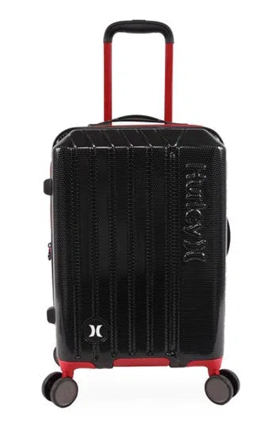 Hurley Swiper 21" Hardshell Spinner Suitcase In Black/red