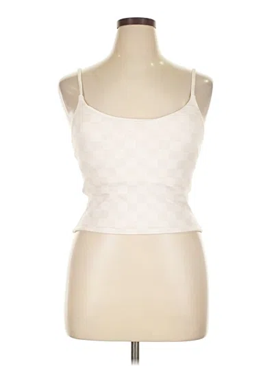 Pre-owned Hurley Tank Top Ivory Square Neckline Tops In White