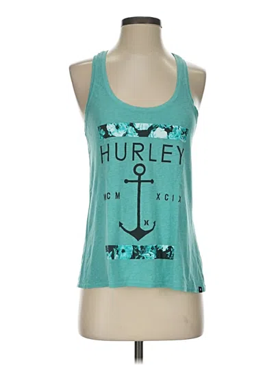 Pre-owned Hurley Tank Top Teal Halter Neckline Tops In Blue