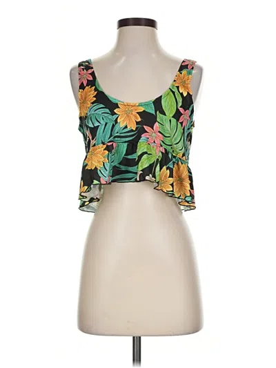 Pre-owned Hurley Tank Top Yellow Strapless Neckline Tops