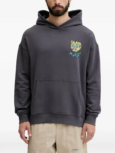 Hurley Tiger-print Hoodie In Gray