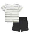 Hurley Toddler Boys 2-piece Striped T-shirt And Twill Shorts Set In Black