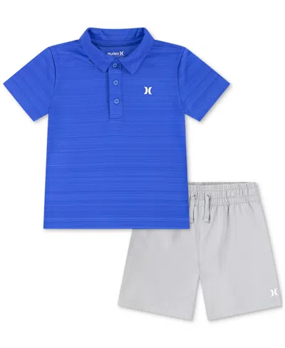 Hurley Babies' Toddler Boys Belmont Polo Shirt & Short Sets In Blue