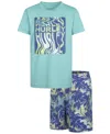 Hurley Toddler Boys Palm Beach T-shirt & Swim Shorts, 2 Piece Set In Shoreline