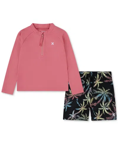 HURLEY TODDLER BOYS RASH GUARD TOP & SWIM SHORTS, 2 PIECE SET
