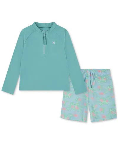 HURLEY TODDLER BOYS RASH GUARD TOP & SWIM SHORTS, 2 PIECE SET