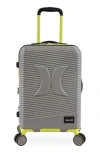 Hurley Torx 21-inch Spinner Suitcase In Light Grey/neon