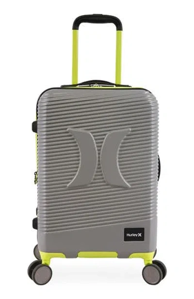 Hurley Torx 21-inch Spinner Suitcase In Light Grey/neon