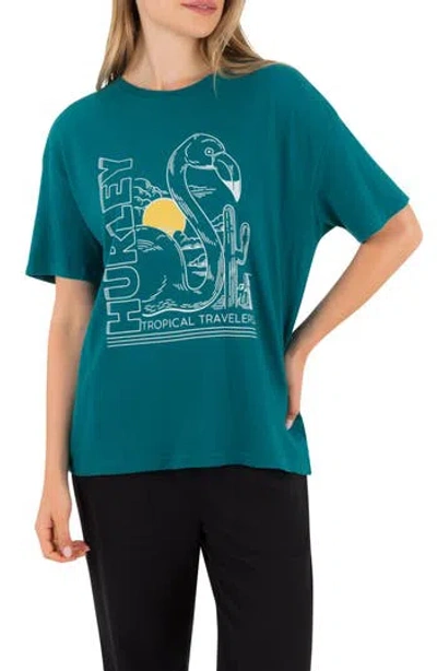 Hurley Tropical Travelers Graphic Boyfriend T-shirt In Deep Lake